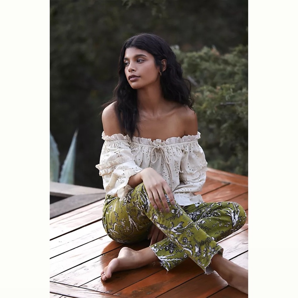 Anthropologie / Jane Eyelet Lace Off-The-Shoulder Blouse